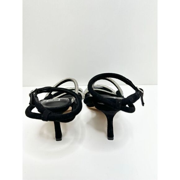 Marc Fisher Sandals Womens Size 6.5 Black Debbie Microsuede Rhinestone Ankle Str - Picture 6 of 11